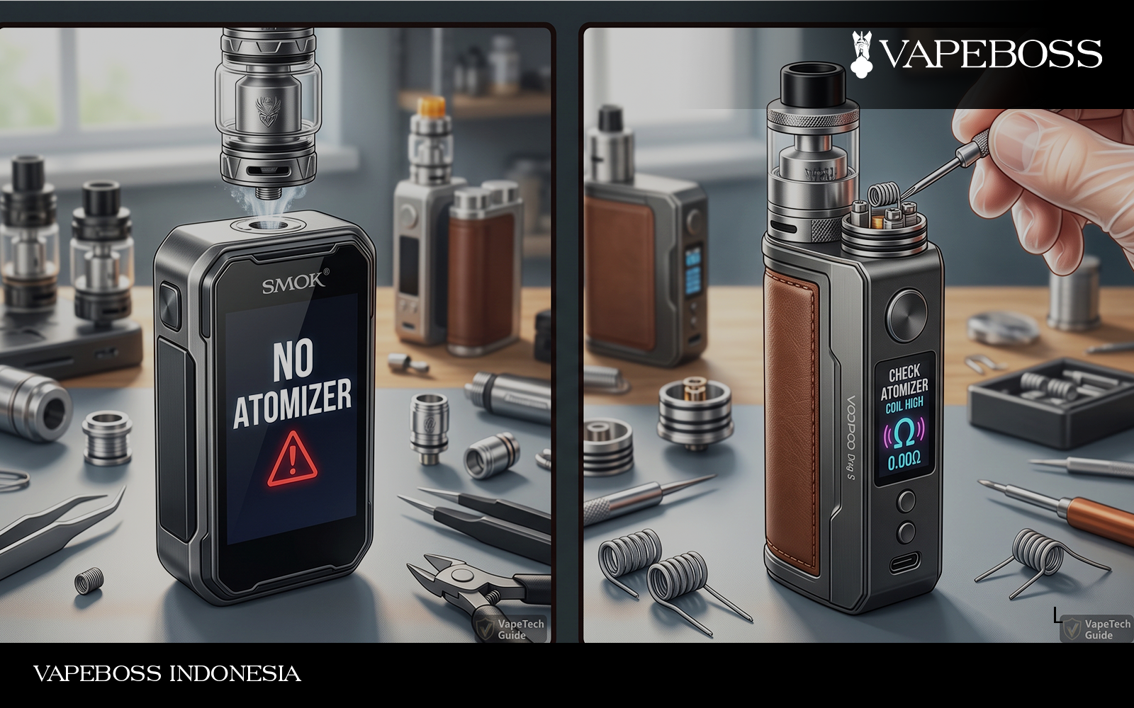 Penyebab dan Cara Mengatasi No Atomizer dan Check Atomizer