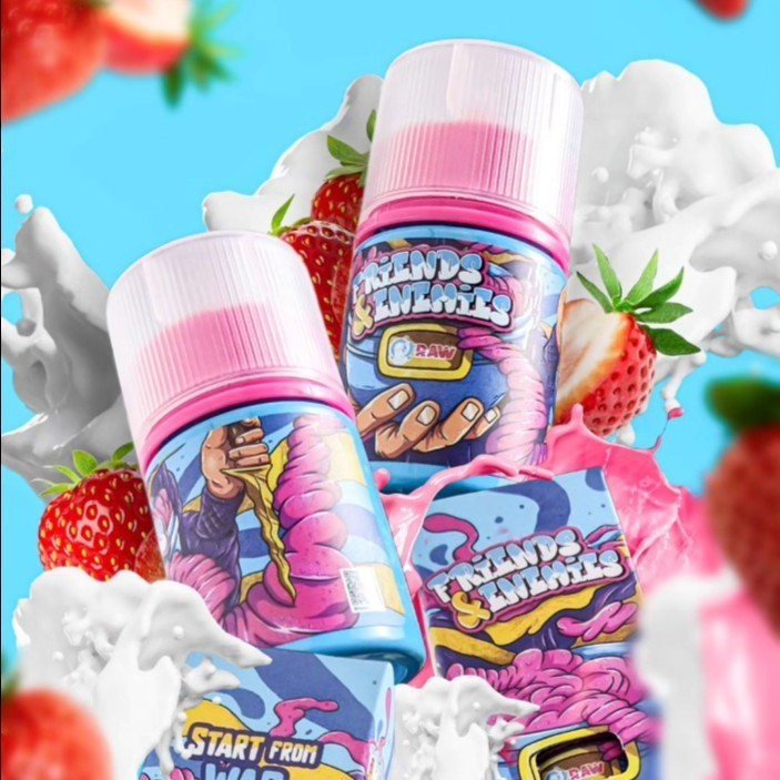 Friends And Enemies Strawberry Mainstream 60ml by Dukun Vape X RAW Brewery