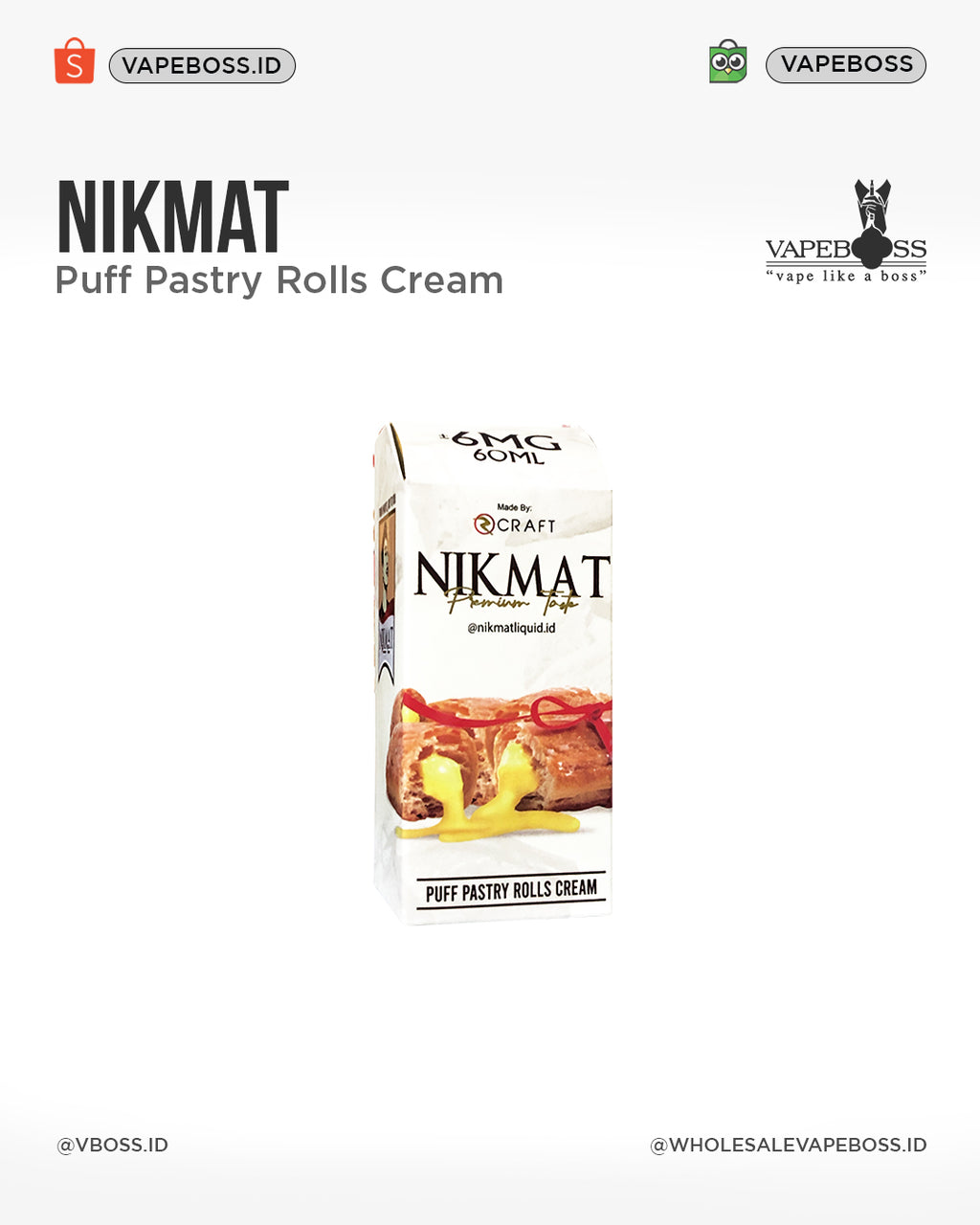 Nikmat V1 Puff Rolls Pastry Rolls Cream 60ML Cukai By Rcraft X VapesAby