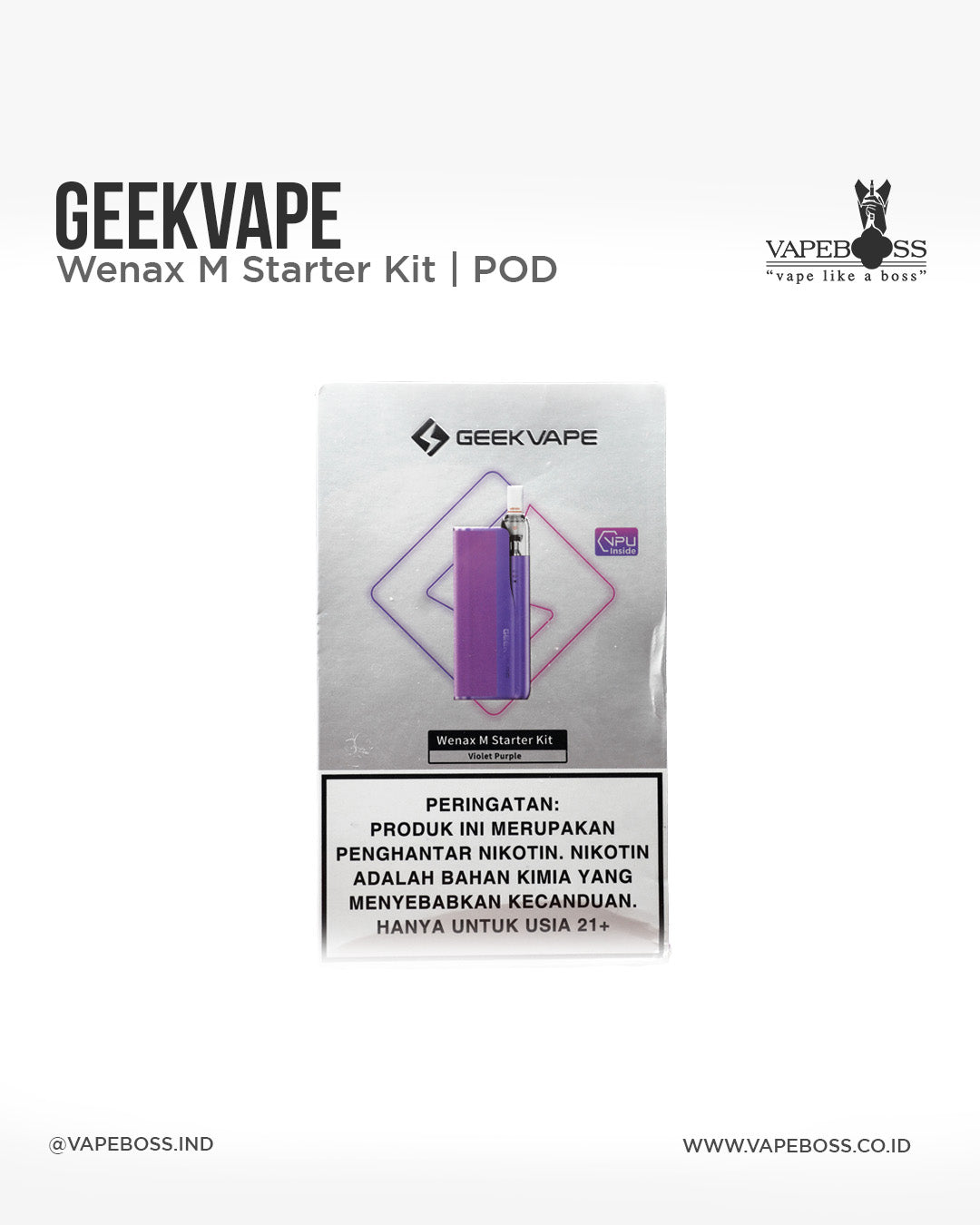 Wenax M Starter Kit Pod Kit 2900mAh Violet Purple Authentic by Geekvap Vapeboss Wenax M Starter Kit Pod Kit 2900mAh Violet Purple Authentic by Geekvap Vapeboss